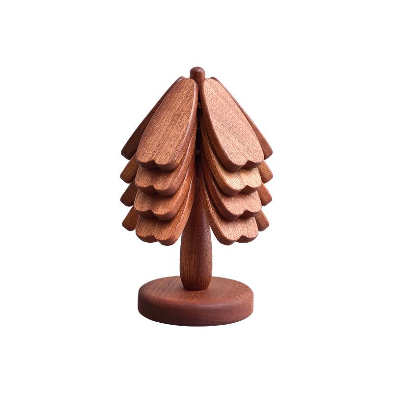 High-End Solid Wood Christmas Tree Table Mat - Heat Resistant Pot and Dish Pad, Decorative Ornament