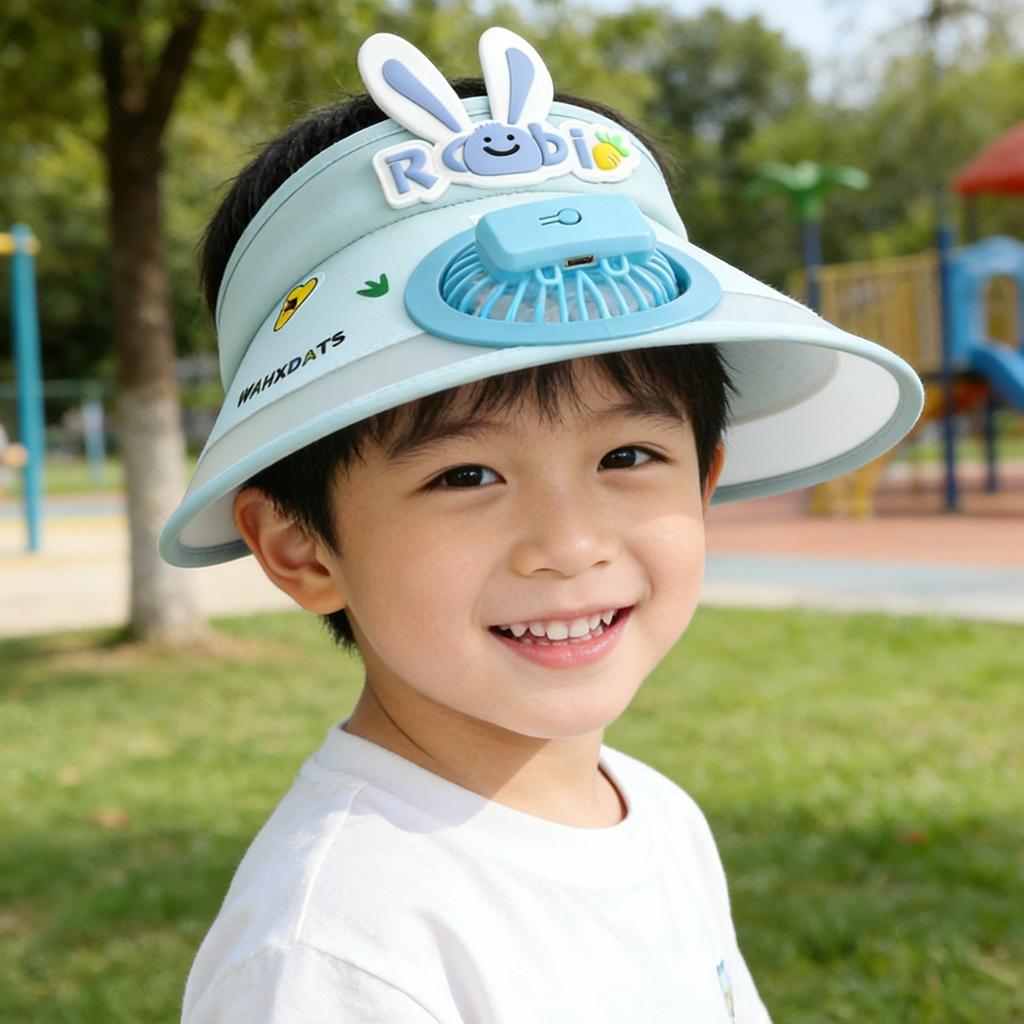 Kids Empty Top Fan Sun Hat Uv Protection Summer Cap For Boys Girls