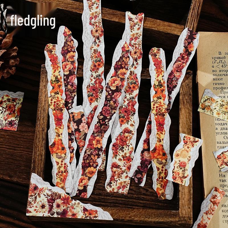 Yi Niao Kraft Paper Flower Shadow Stickers: 30 Die-Cut Retro Journal Sheets