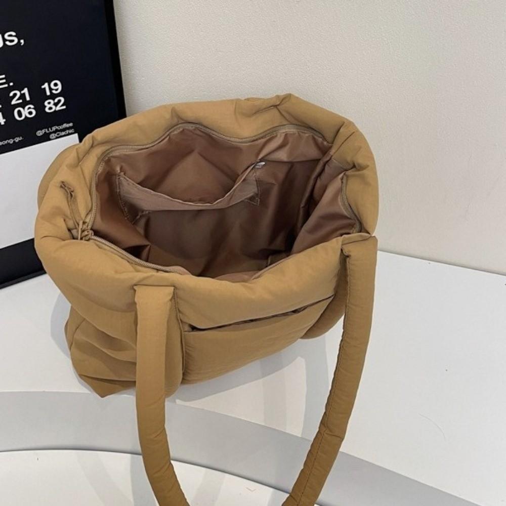 Stylish Large Capacity Handbag with Compartments Tote Bag Casual Puffer Carryall Bag  Women