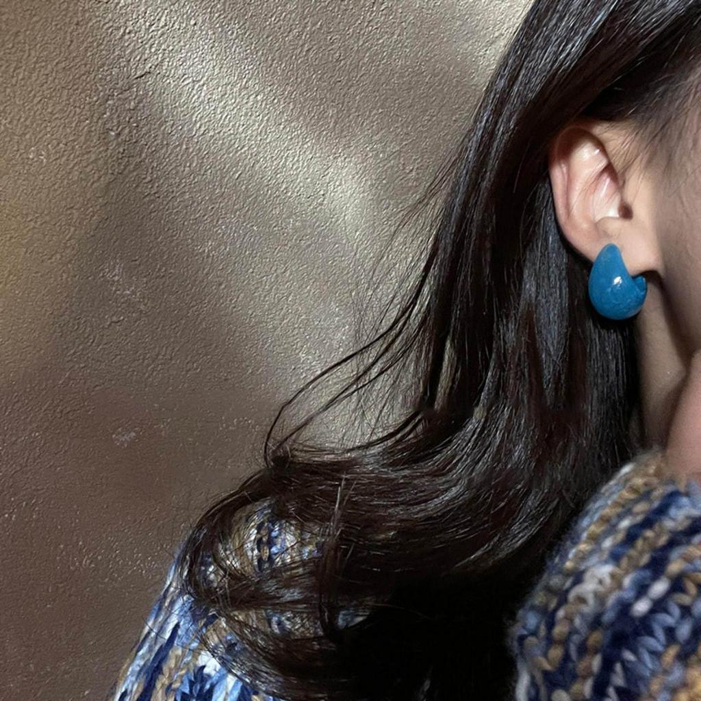 Elegant Blue Water Drop Dangle Earrings: Artistic Hoop and Stud Design, Simple and Niche Style for Women