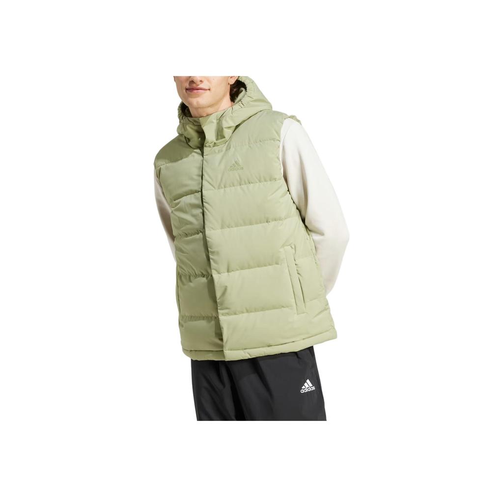 Adidas Helionic Hooded Down Solid Logo Print Single-Breasted Vest Men Vests Green IX8856