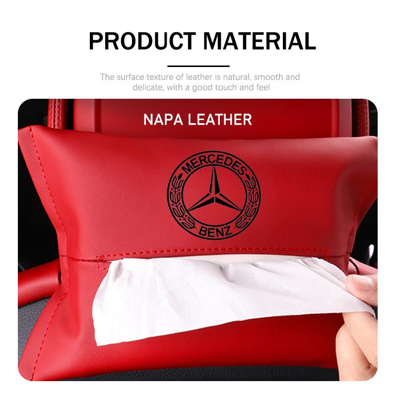 For Benz Car Armrest Box Seat Back Hanging Tissue Bag Cover Tissue Storage Accessories AMG W213 W124 W108 W126 Exclusive W204