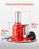 Air Hydraulic Bottle Jack, 50 Ton (110231.5 Lbs) Capacity, 265-410 Mm Lifting Range, Pneumatic/Manual Heavy Duty Welded Bottle Jack with Pump for SUV,