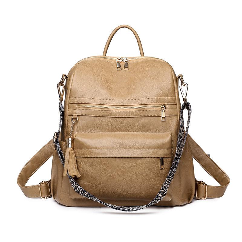 Large capacity trendy retro backpack soft leather dual-purpose shoulder bag women's backpack
