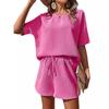 Women's Casual Short Sleeve T-Shirt and Shorts Set In Multiple Colors (Gray, Pink, Green, Black)