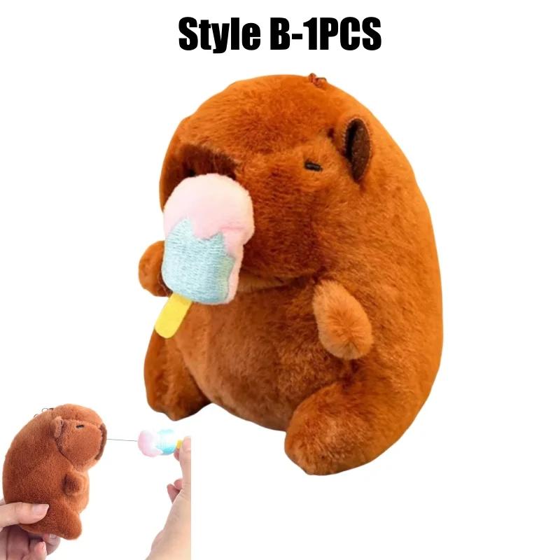 Cute Stuffed Animals Plush Capybara Keychain 12cm Cartoon Simulation Capybara Pendant Snot-Pulling Cute School Bag Pendant