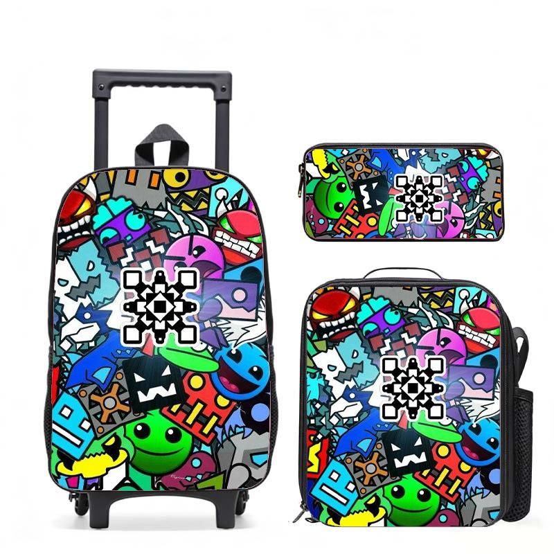 Geometrydash Backpack Geometrydash Elementary And Secondary School Printed Tie Rod Backpack