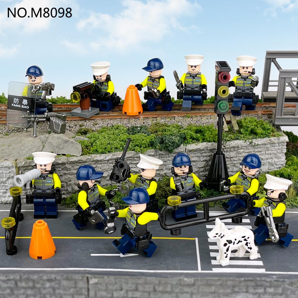Package P1 Traffic Police Manzai Wu Motorcycle Children'S Small Particles Assembled Building Block Toys