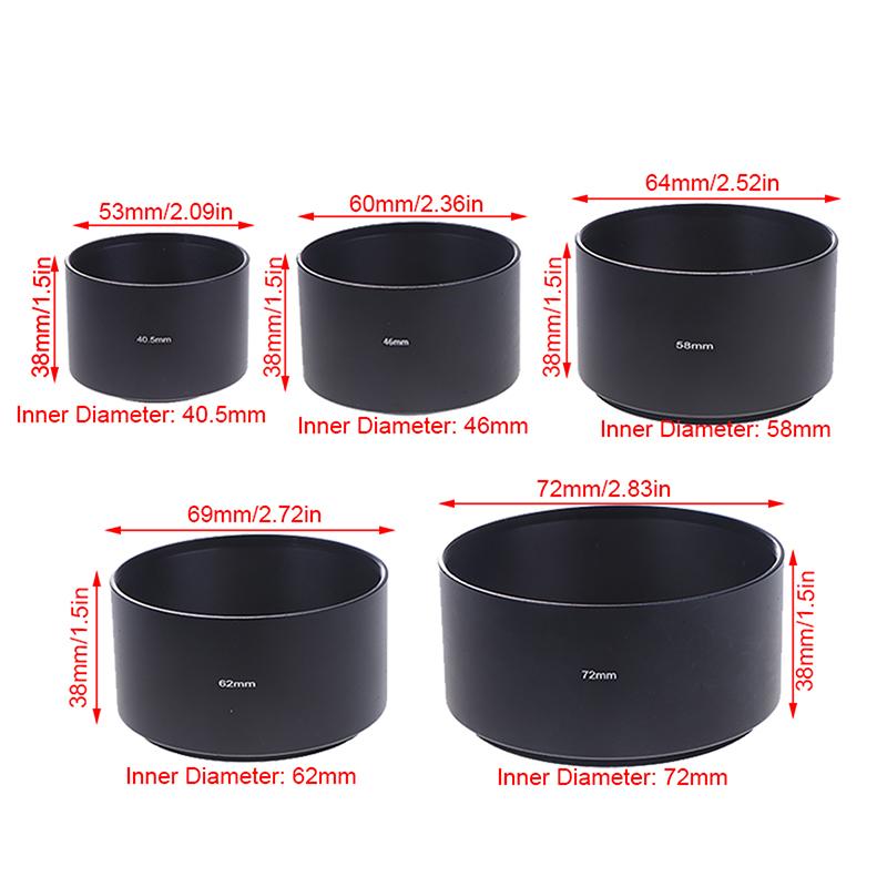 40.5Mm 43Mm 46Mm 49Mm 52Mm 55Mm 58Mm 62Mm 67Mm 72Mm 77Mm Long Metal Lens Hood For Camera Lens Universal Sunshade