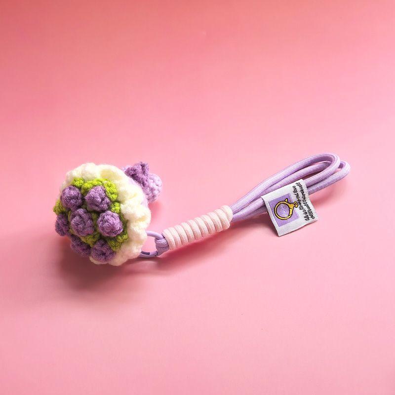 Finished Handmade Crochet Yarn, Woven Flower Bouquet, Keychain, Hand-held Flower Pendant, Rose, Mobile Phone Bag, Hanging Decoration