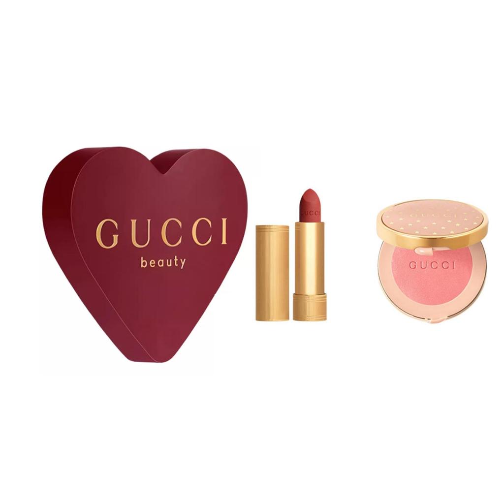 Gucci Rouge à Lèvres Mat Lipstick With Gucci Blush De Beauté Gift Box Sets Easy to Blend Natural Adherent 520