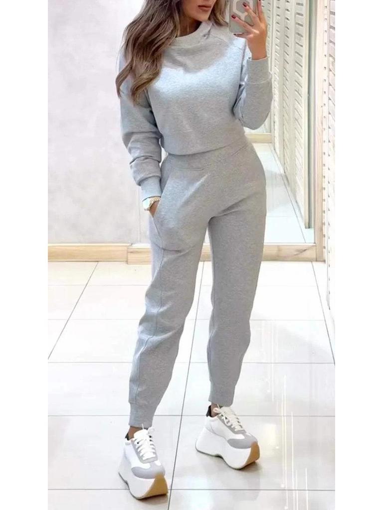 2024 Autumn/Winter Women's Slim Fit High Neck Long Sleeve Casual Set for Europe and America