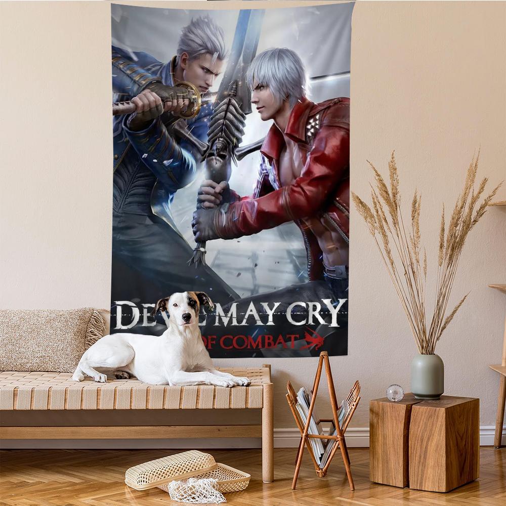 Game Devil May Cry Anime Tapestry Hippie Flower Wall Carpets Dorm Decor Cheap Hippie Wall Hanging