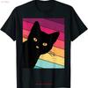 Retro CaT T Shirt Black Vintage Size S 5XL Vintage Washed Stylish Comfortable Streetwear Homme Breathable Slightly Stretched