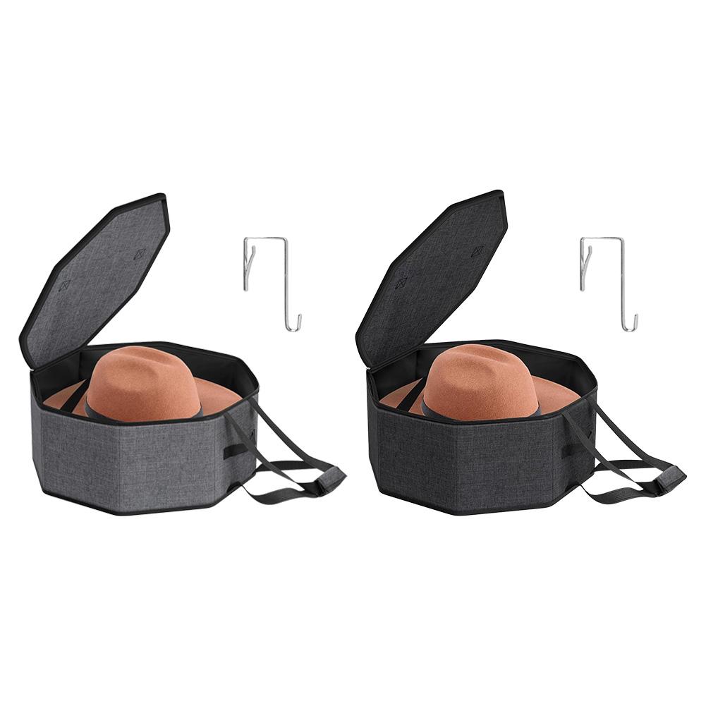 Stackable Hat Organizer with Handle Foldable Hat Case with Cardboard Support Hat Box Holder for Closet Storage