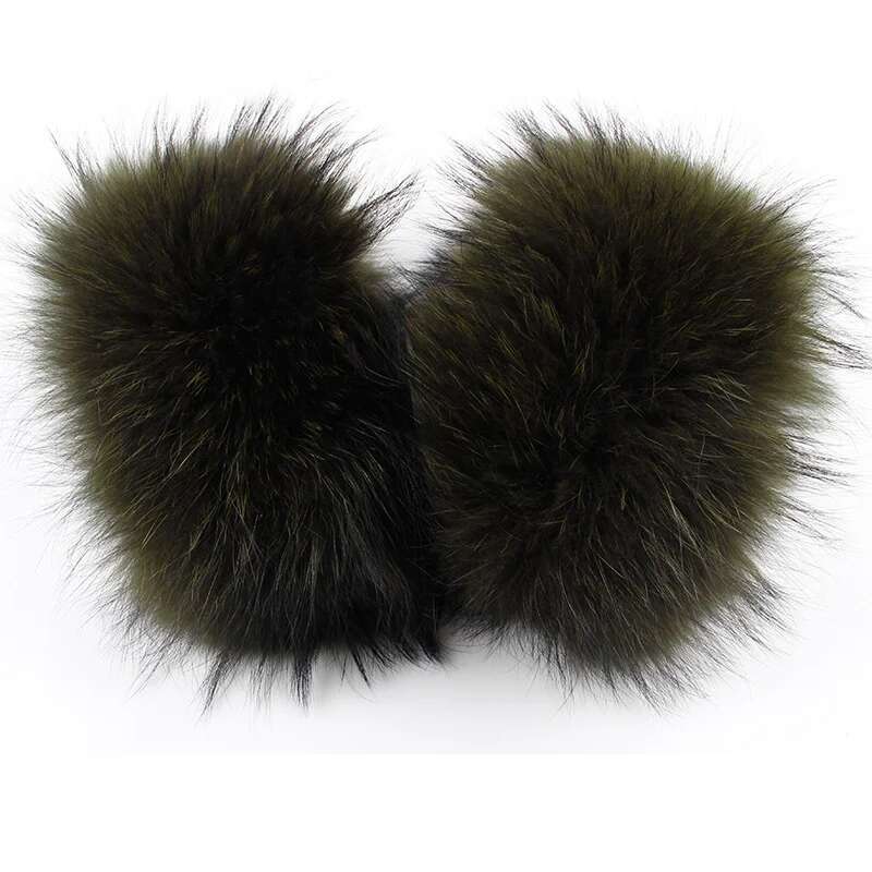 Winter Raccoon Fur Cuffs Women Fashion Fur Arm Warmer Natural Fur Wristband Female Warm Fur Sleeve Decort Plush Fur Bracelet