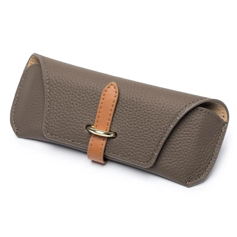 

Genuine Leather Reading Glasses Bag Case For Man Women Student Sunglasses Storage Holder Pouch Eyeglasses Box Eyewear Protector сірий