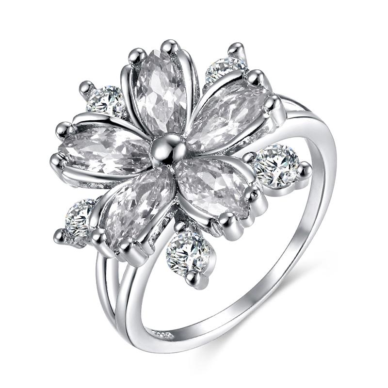 Elegantes Anillos de Compromiso de Moda Princesa Sakura para Novia Joyería Romántica Flor de Cerezo Zircón Anillos de Dama