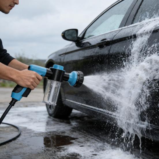 Car Wash Foam Cannon High Pressure Garden Hose Nozzle with Soap Dispenser Foam Sprayer with 8 Adjustable Spray Modes