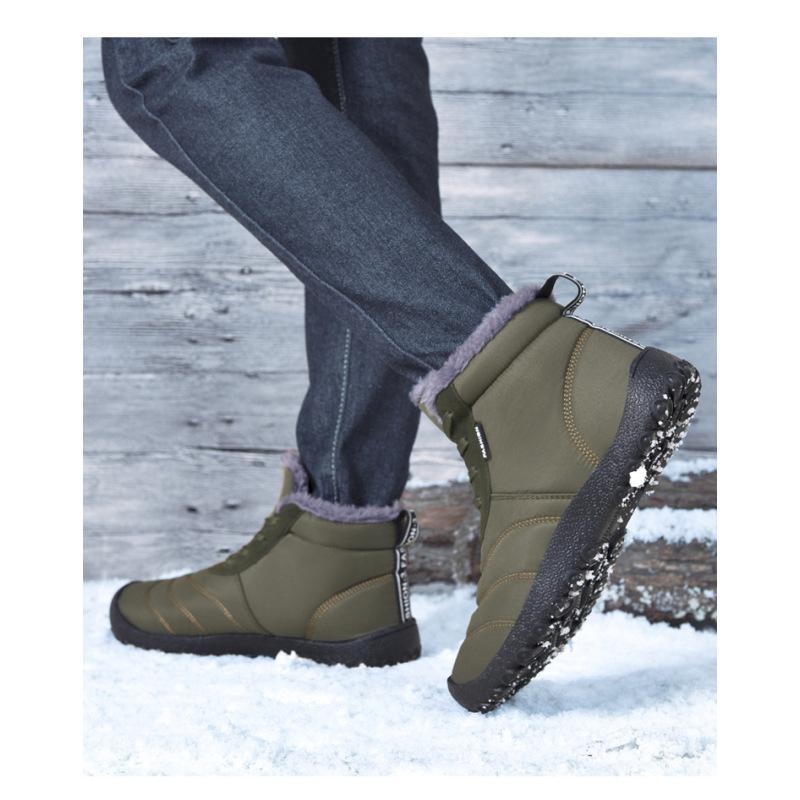 Winter Übergröße Herren Mid-Top Warme Schneestiefel Verdickt und Gepolstert Lässige Herrenschuhe
