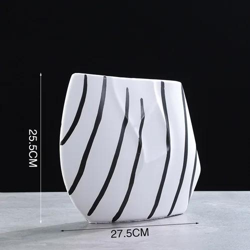 Classic Black and White Striped Ceramic Vase TV Cabinet Porch Furnishings Crafts Countertop Hydroponic Vase Home Decoration Gift