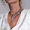 Collier Ras-du-cou Luxe à Franges Métalliques et Strass