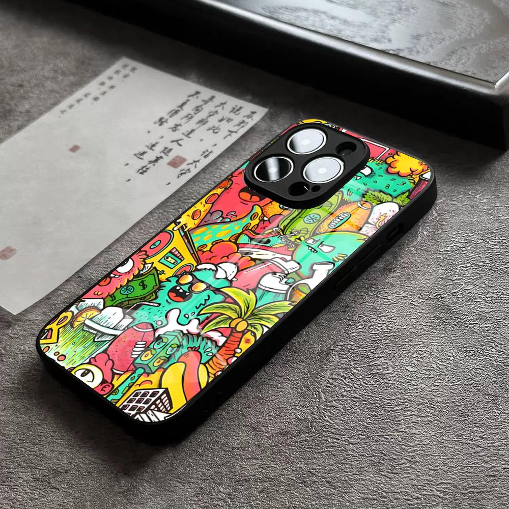 Monster Party Phone Case For IPhone 17 Pro Max 14 Pro 15 12 11 13 Mini X XR XS 16 Plus SE Glass Cover