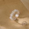 925 Sterling Silver Rings For Women Geometric Fine Jewelry Finger Adjustable Cute Flower Leaf Zirco Ring For Party Birthday Gift