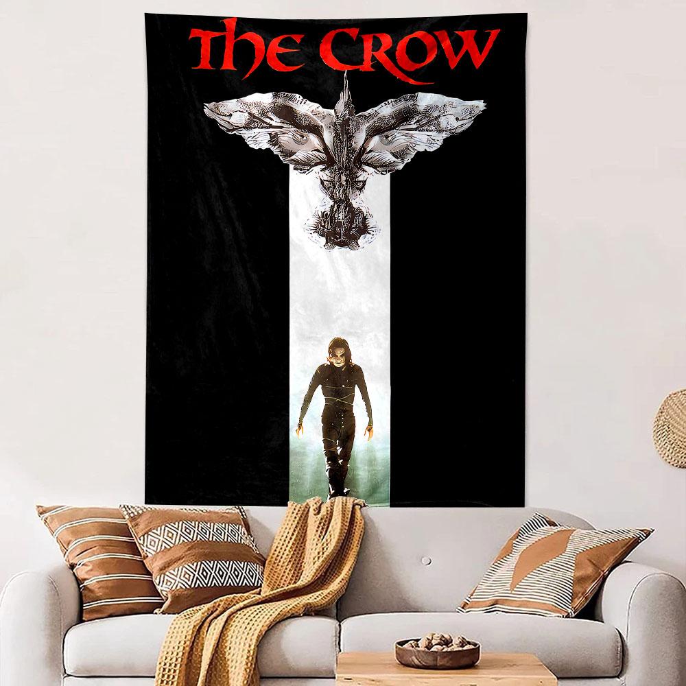 The Crow Movie Poster Gothic Figure Black Red Wall Tapestry Dark Film Fan Decor for Bedroom Man Cave Gift