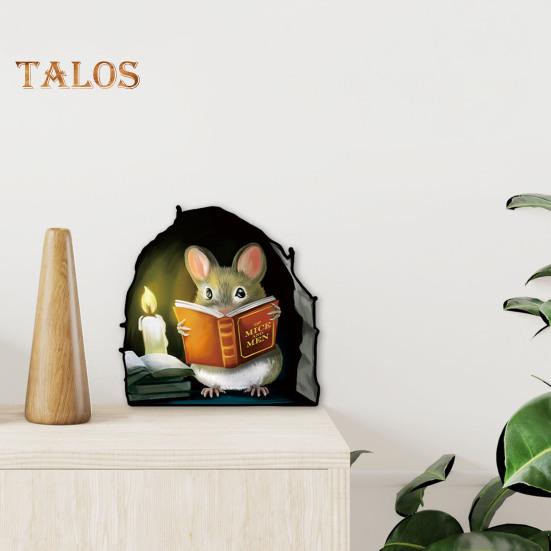 Mouse Wall Sticker Peel And Stick Cartoon Reading Mouse Wall Decal Waterproof Self-Adhesive Sticker for Kids Room Classroom Home Wall Decor