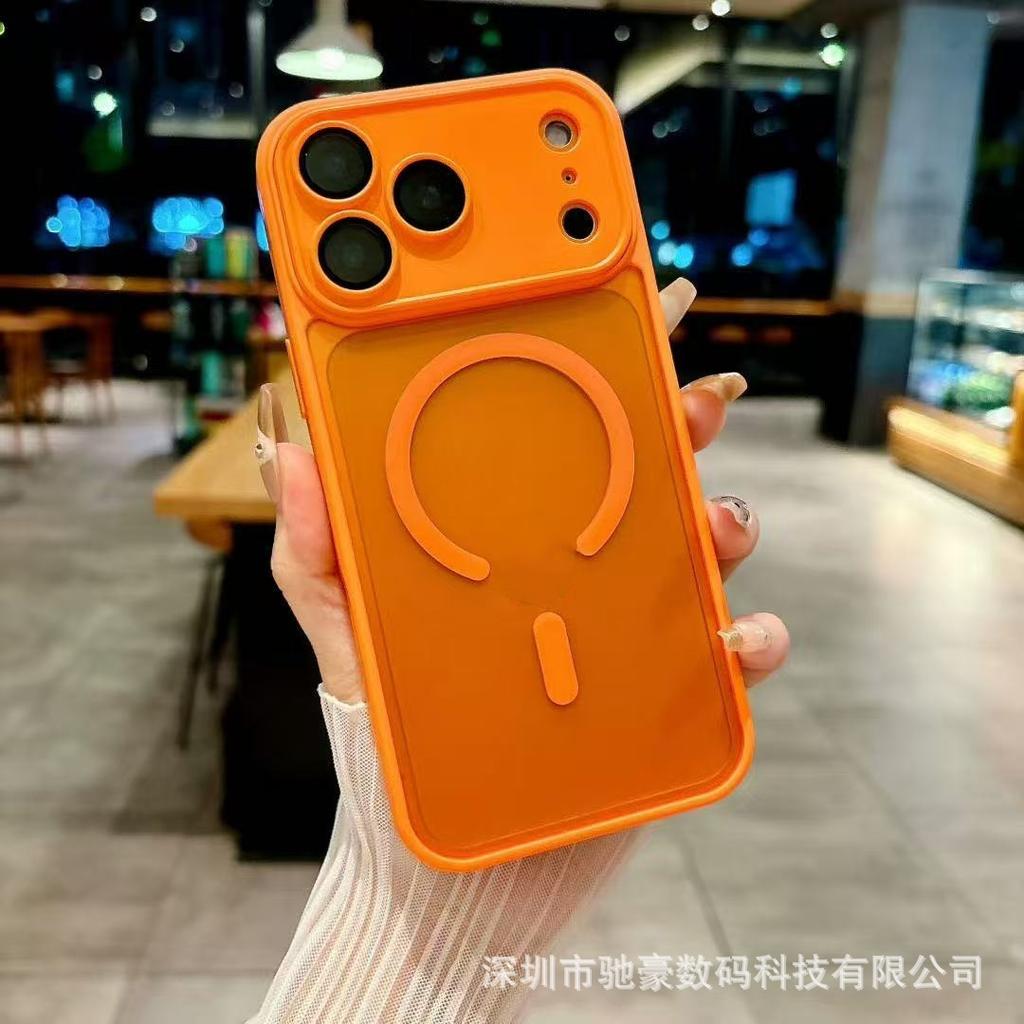 Skin matte magnetic attraction for iPhone17promax solid color anti-drop mobile phone case Apple 16 lens all-inclusive PC