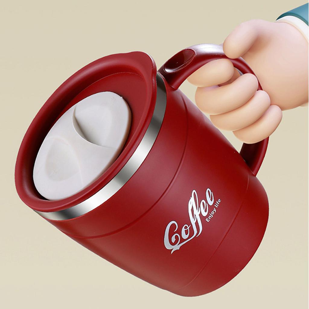 500ML Double-layer Thermos Mug 304 Stainless Steel Milk Coffee Cup Portable Sealed Cold And Hot Water Drinking Cup With Handle