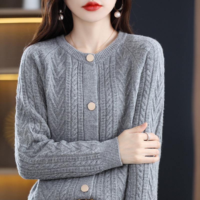 Damen Rundhals Verdickter Wollpullover - Herbst/Winter Koreanische Mode, Lockere Passform, Schlankmachende Lässige Strickware.