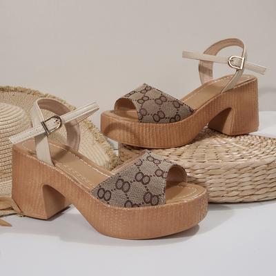 Summer Women High Heels Sandals Leather Square Heel Gladiator Shoes for Women 2025 Summer Ankle Buckle Platform Sandals Woman