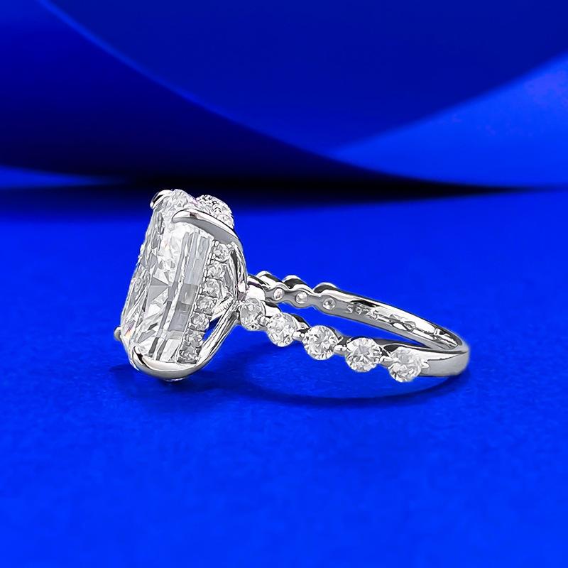 Redeen 10 * 14 Fat Square Ice Flower White Diamond Ring