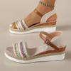 Woven Rope Wedge Sandals for Women Adjustable Buckle Strap Platform Open Toe Summer Shoes Comfortable Casual Footwear