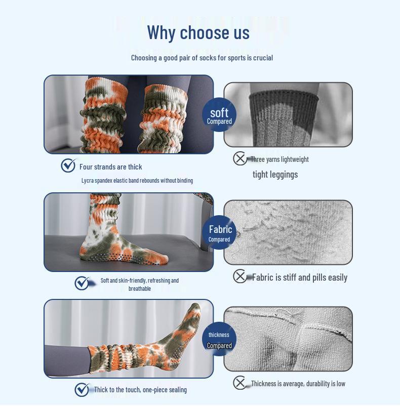 Tie-Dye Rutschfeste Pilates- & Yoga-Socken - Atmungsaktiv, Professionelle Fitness-Bodensocken