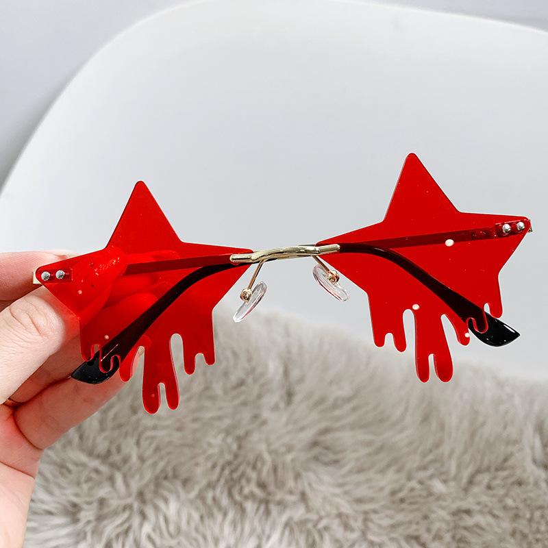 Pentagram Wassertropfenform Bunt Rahmenlos Beschnitten Sonnenbrille Ball Tränen Lustige Brillen