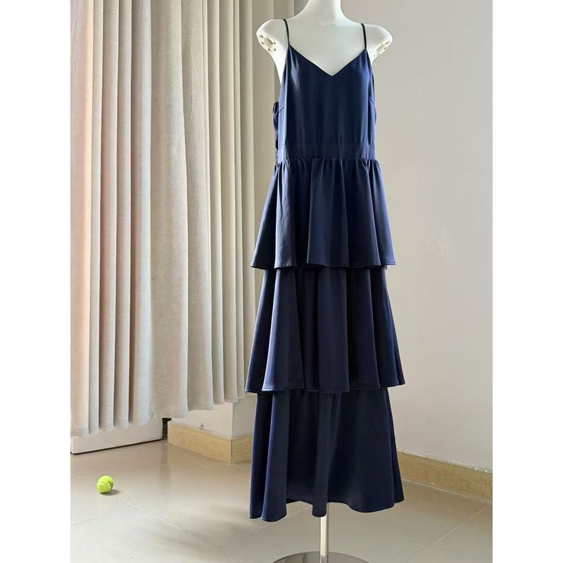 Satin Fabric Glossy Smooth Draping Multi-Layer Skirt Cake Skirt Dress