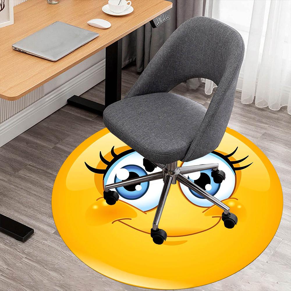 

1pc smile face Round Chair mat Area Rug - Non-Slip, Floor Mat for Office, Bedroom, and Indoor Decor c1118051 80cm by 80cm