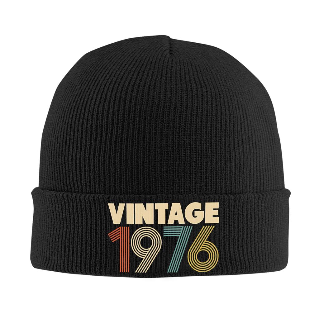 Herren Damen Strickbündel Mütze Geboren 1976 vintage Alter 50 Jahre alt 50. Geburtstag Merch Warm Gestrickt Beanie Mützen Skullies