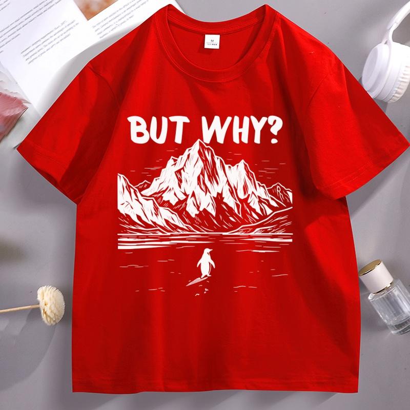 But Why Penguin Tshirt for Unisex Unisex Nihilist Penguin Unisextal Health Humor T Shirt Short Sleeve Round Neck Cotton Comfortable
