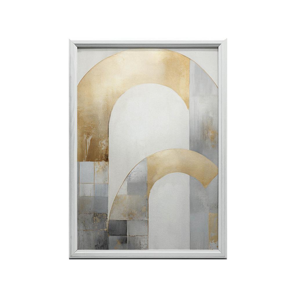 Art Deco Elegance: Gold and Silver Abstraction Elegance Art Deco: Gold And Silver Abstraction, 30X40 Cm, White Wooden Frame, 230 Gsm Matte Paper