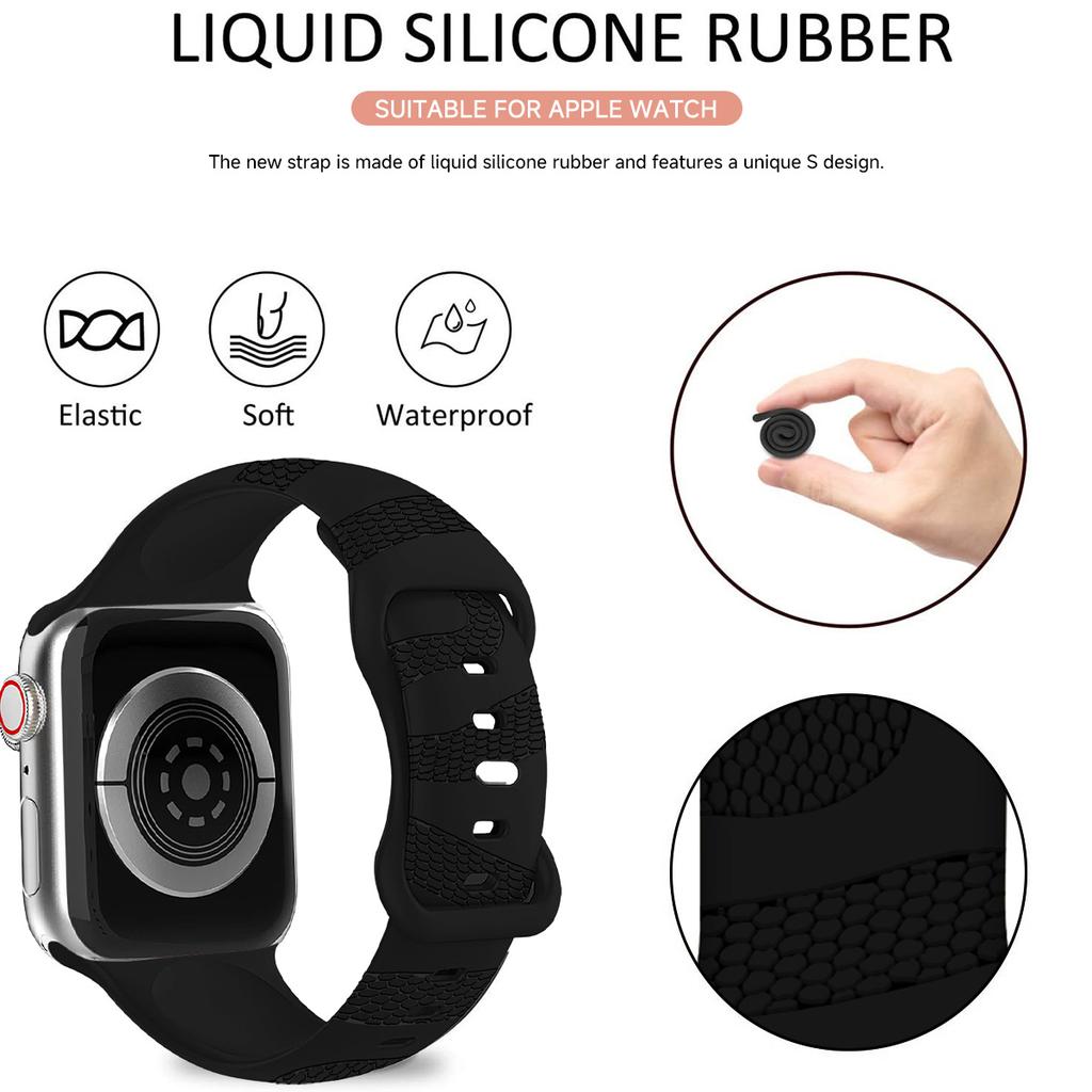 Korea Engraved Snake Silicone Band For Apple Watch 42mm 46mm 49mm 41 45 40 38 Band For Watch S10 9 8 7 Perfect Daily Wear Sport