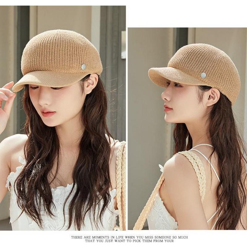 Japanese British Style Spring Summer Beret Hat For Women Luxury Brand Designer Straw Hat Breathable Sun Hat Visors Travel Caps
