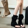 Mezzanine Retro Heightening Pile Boots Women's 2025 New Retro Spice Girls Short Boots Trouser Boots Two Wear Sandals Cool Boots