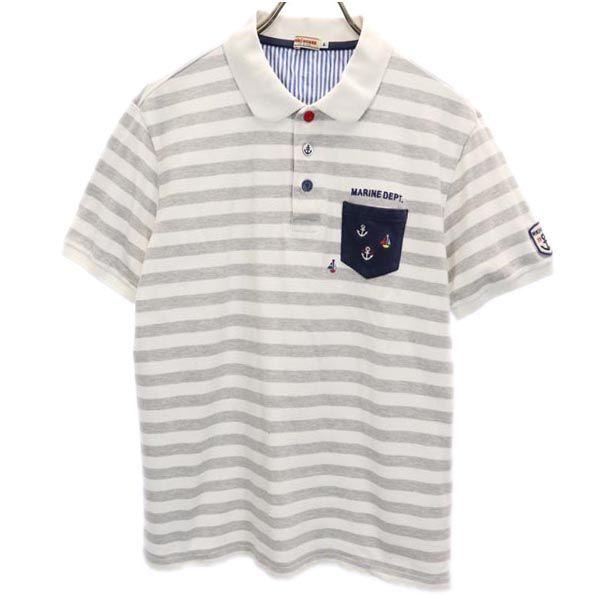 

mikihouse made in Japan Border Pattern Short sleeve Polo shirt L Men s Used