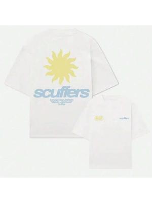 2025 Camiseta Casual Estampada Marca de Rua Espanhola Homens Mulheres Férias de Surf Manga Curta Top Marca Scuffers Street
