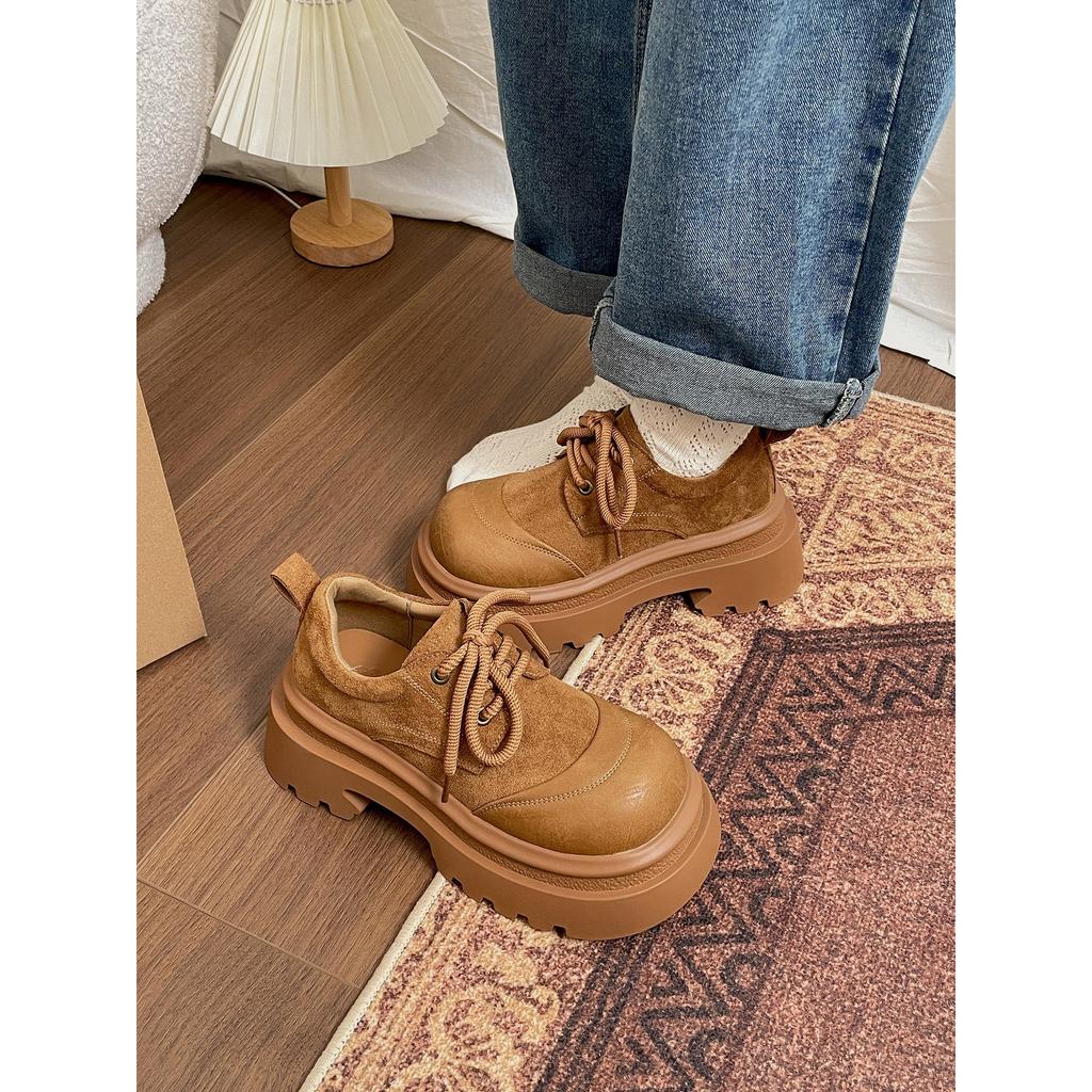 British style thick heel platform single shoes spring and autumn versatile skirt heightening soft-soled Birkenstocks